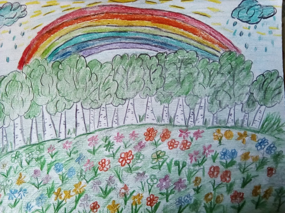 Детский рисунок - После дождя