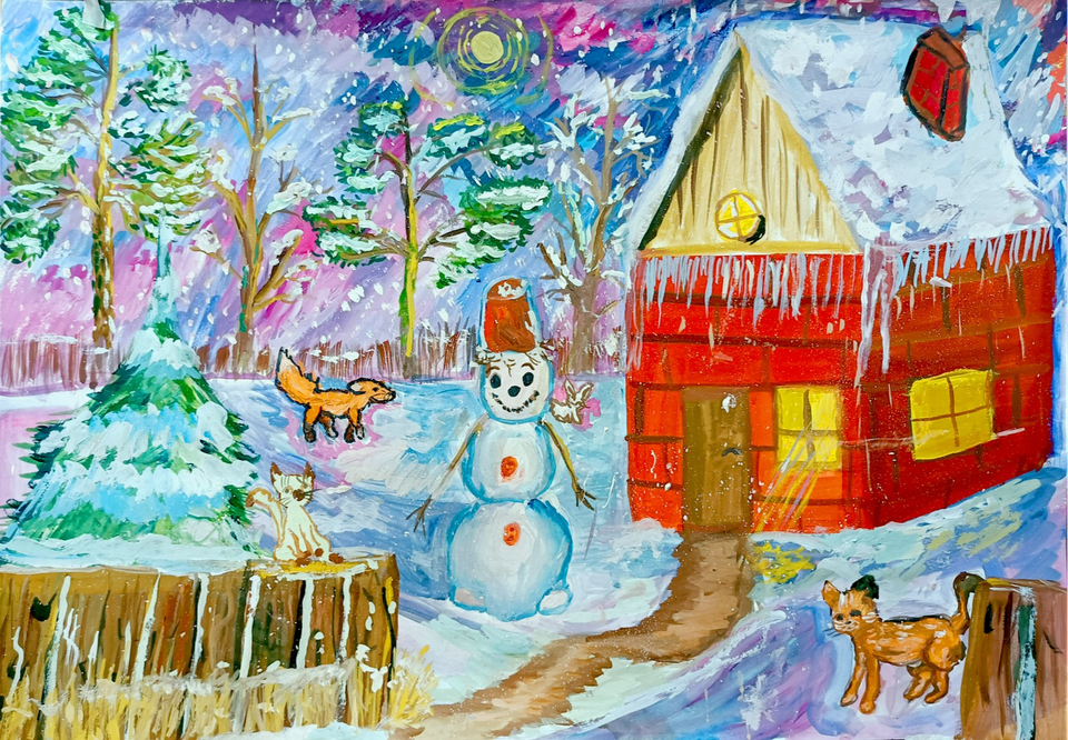 Детский рисунок - Краски зимы