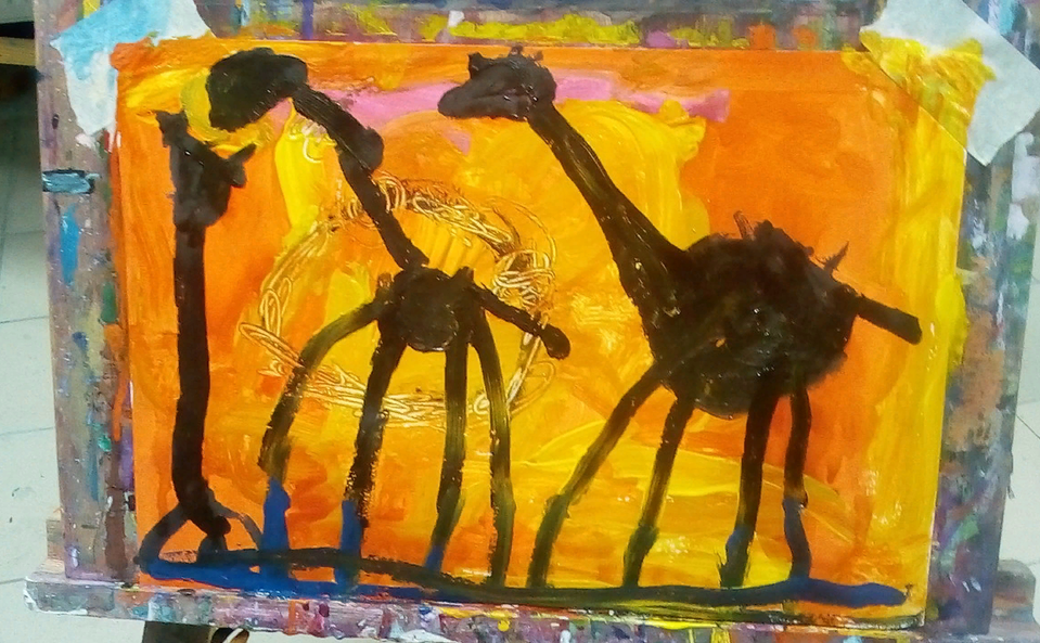 Детский рисунок - В Африке