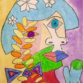 Рисунок "Снегурочка в стиле Пабло Пикассо" на конкурс "Конкурс детского рисунка "Новогодняя Фантазия""