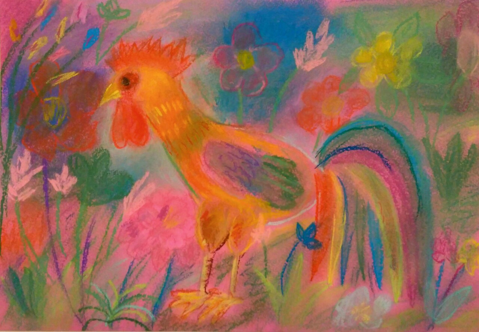 Детский рисунок - Цветочное поле