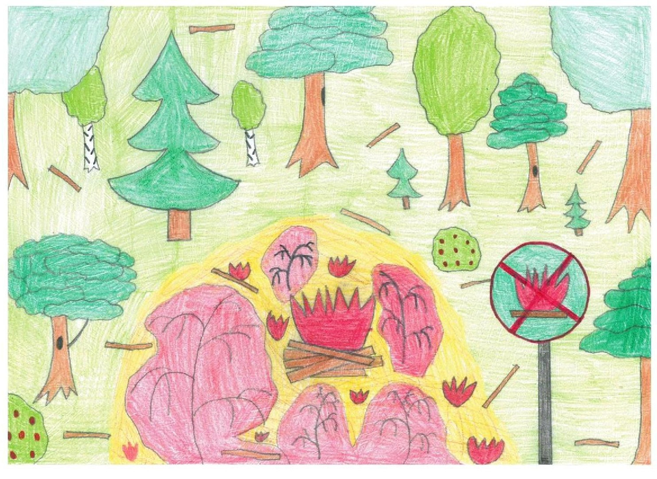 Детский рисунок - Нет лесным пожарам