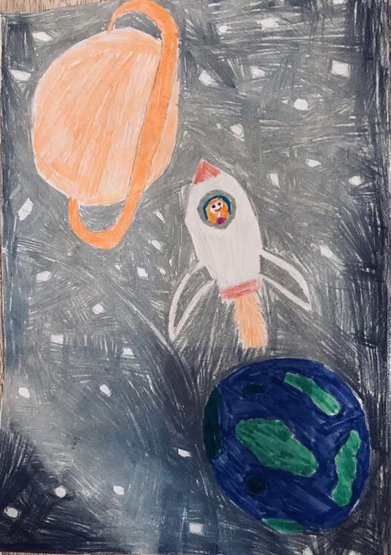 Детский рисунок - Космос и Я