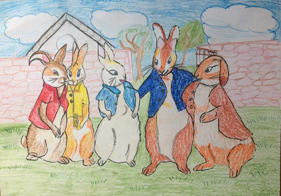 Детский рисунок - Кролик Питер