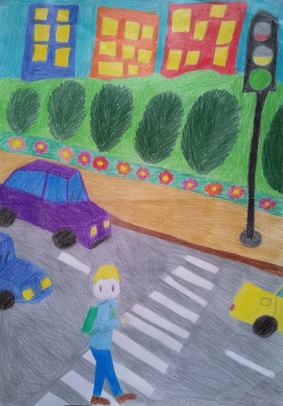 Детский рисунок - Прогулка по городу Краснодар