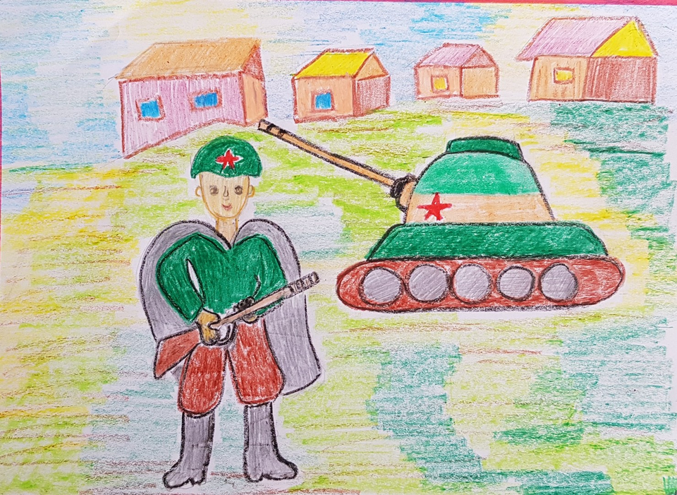 Детский рисунок - Советский солдат