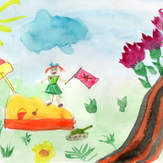 Рисунок "Спасибо за счастливое детство" на конкурс "Конкурс детского рисунка “Великая Победа - 2019”"