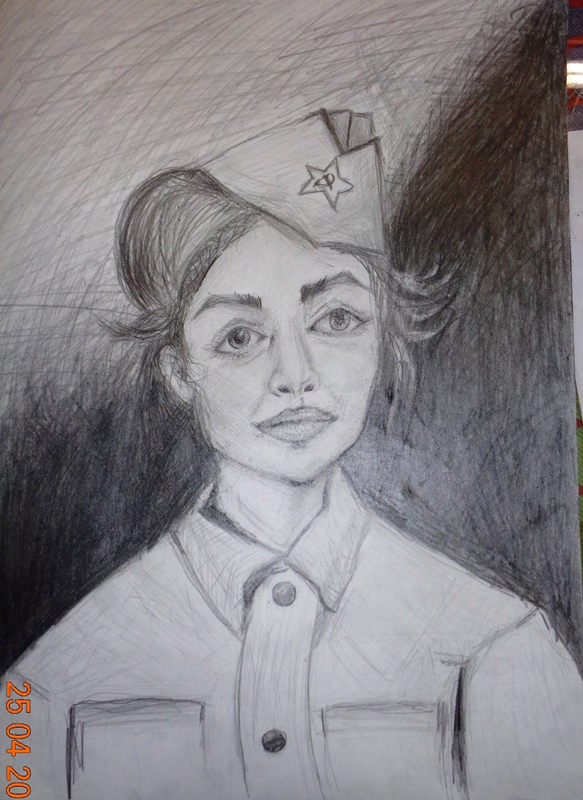 Детский рисунок - Герой Советского Союза Екатерина Михайлова