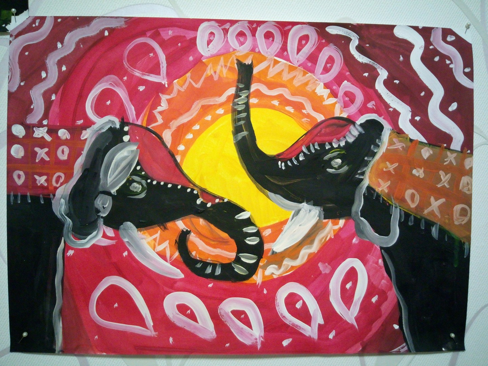Детский рисунок - Индийские слоны