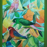 Рисунок "Яркие попугайчики"