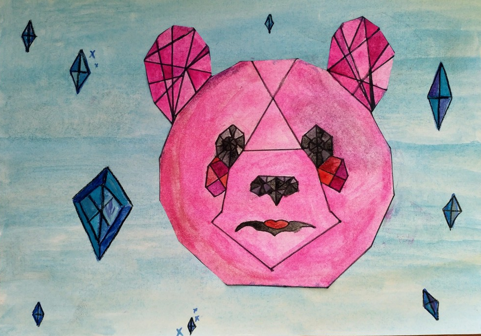 Детский рисунок - кристальная панда