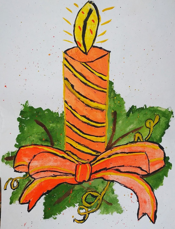Детский рисунок - Рождественская свеча
