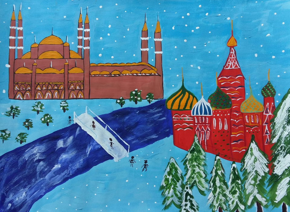 Детский рисунок - Дружба городов Москва-Стамбул
