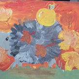 Рисунок "Запасливый ёжик" на конкурс "Конкурс детского рисунка “Сказочная осень - 2018”"