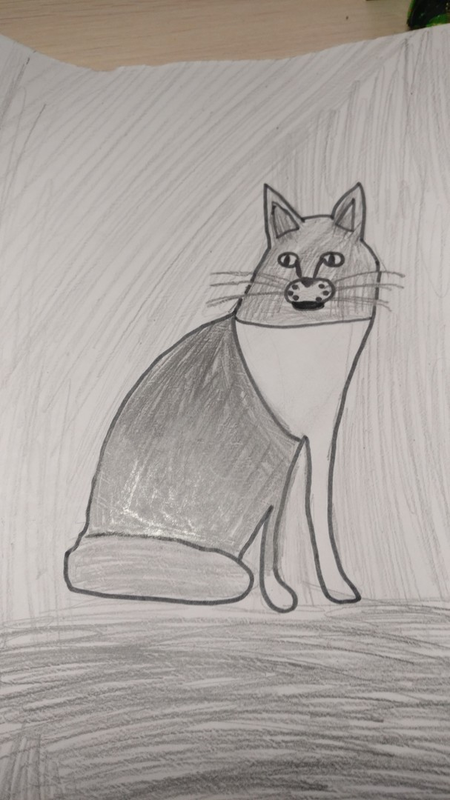 Детский рисунок - Бабушкина кошка Дымка