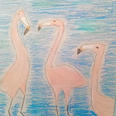 Рисунок "Фламинго на озере" на конкурс "Конкурс творческого рисунка “Свободная тема-2022”"