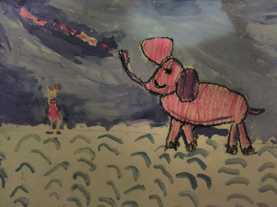 Детский рисунок - Верный слоник
