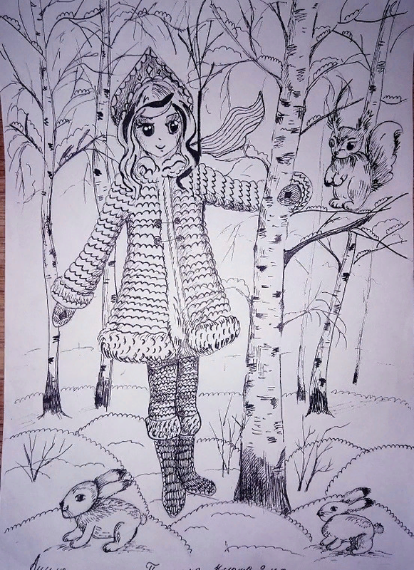 Детский рисунок - Снегурочка Аниме