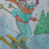 Рисунок "Лыжница" на конкурс "Конкурс детского рисунка “Спорт в нашей жизни”"