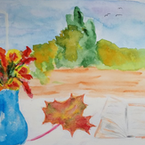 Рисунок "В окно стучится осень" на конкурс "Конкурс рисунка "Осенний листопад 2017""
