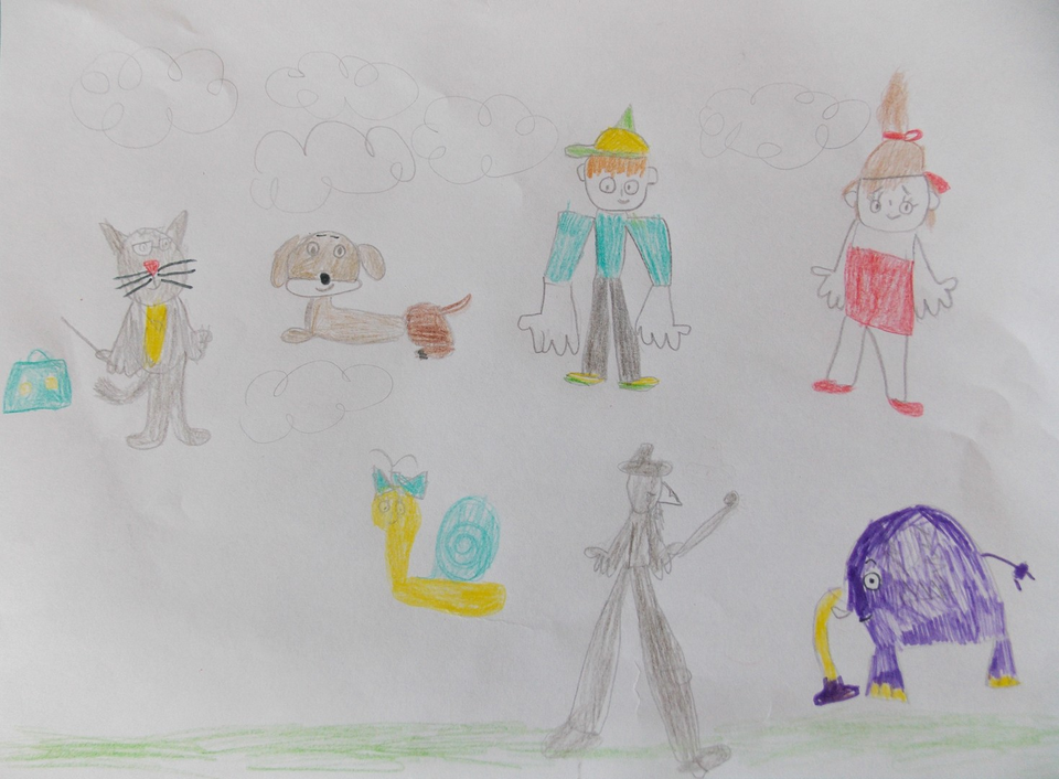 Детский рисунок - герои мультфильма рисовашки