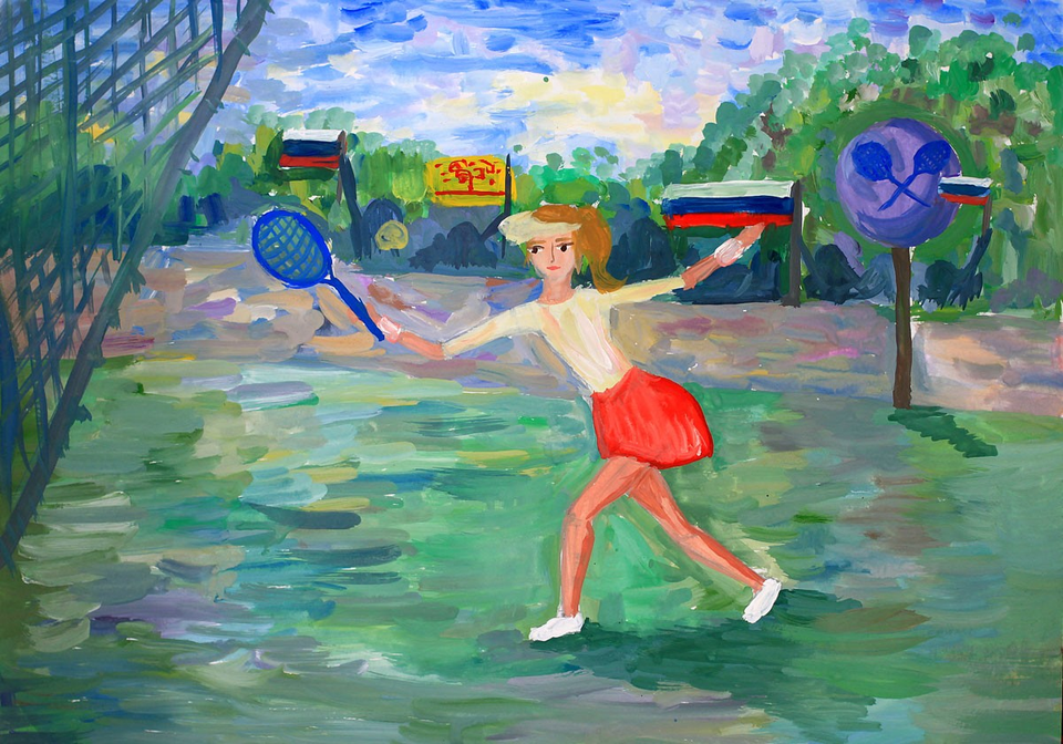 Детский рисунок - Теннисистка