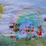 Рисунок "Любимые три кота-два кота и одна кошечка" на конкурс "Конкурс детского рисунка "Мультяшки 2017""