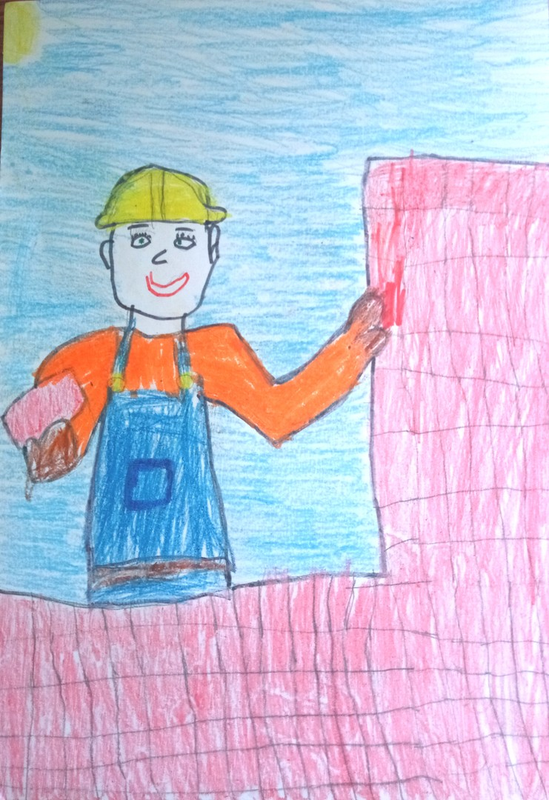 Детский рисунок - Я строитель