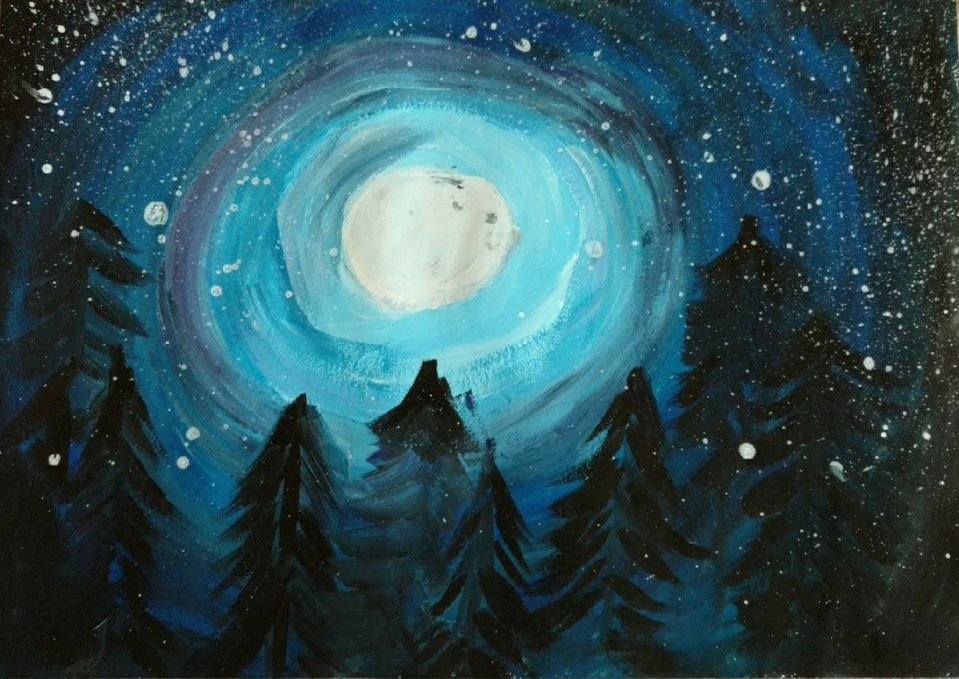 Детский рисунок - Сливочная луна