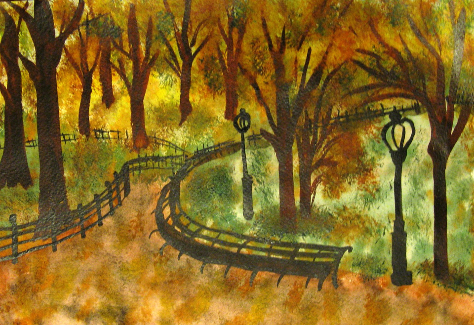 Детский рисунок - Осенний парк