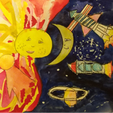 Рисунок "Интригующий космос" на конкурс "Конкурс детского рисунка “Таинственный космос - 2018”"