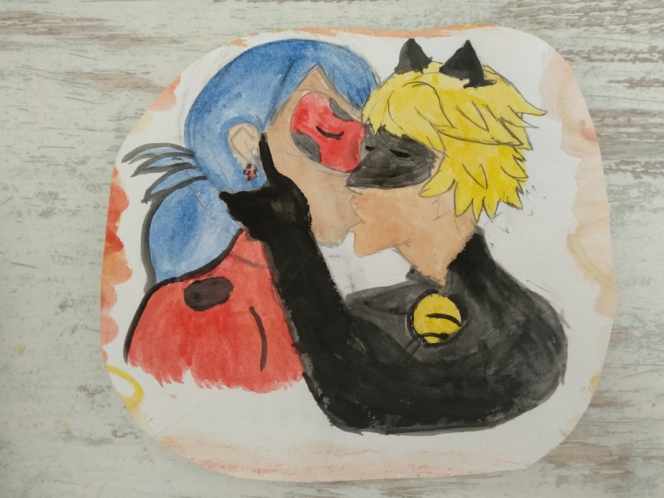 Детский рисунок - Поцелуй