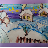 Рисунок "Зимний домик в деревне" на конкурс "Конкурс творческого рисунка “Свободная тема-2020”"