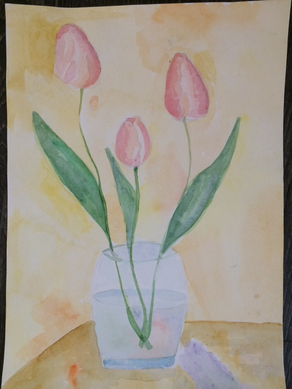 Детский рисунок - Дачные тюльпаны