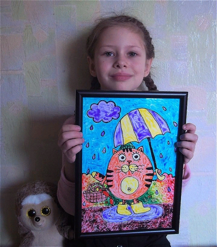 Детский рисунок - Витражная роспись За грибами