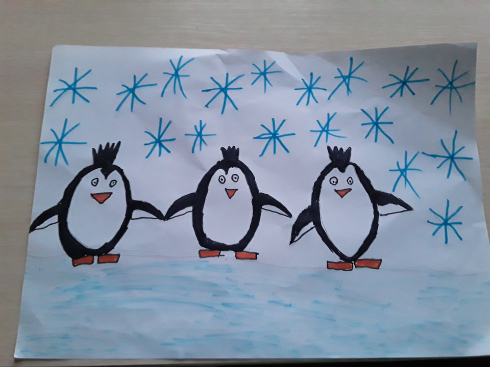 Детский рисунок - Пингвинчики