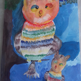 Рисунок "Сова и совенок" на конкурс "Конкурс детского рисунка "Любимое животное - 2018""