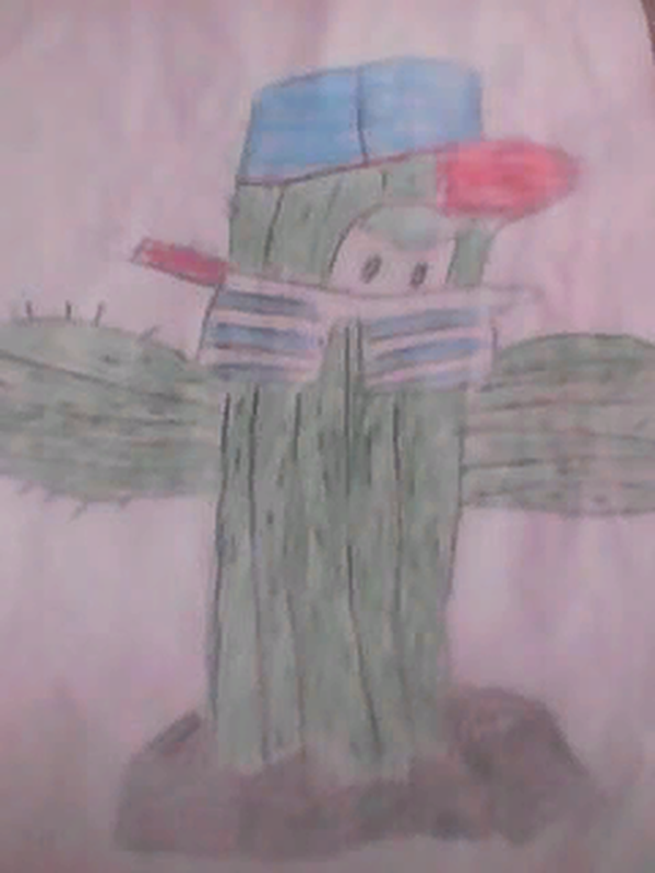 Детский рисунок - Солнечный кактус
