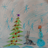 Рисунок "Заяц и Снеговик" на конкурс "Конкурс рисунка "Новогоднее Настроение 2017""