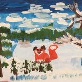 Рисунок "Лисичка в снежном лесу" на конкурс "Конкурс детского рисунка “Новогодняя Открытка-2019”"