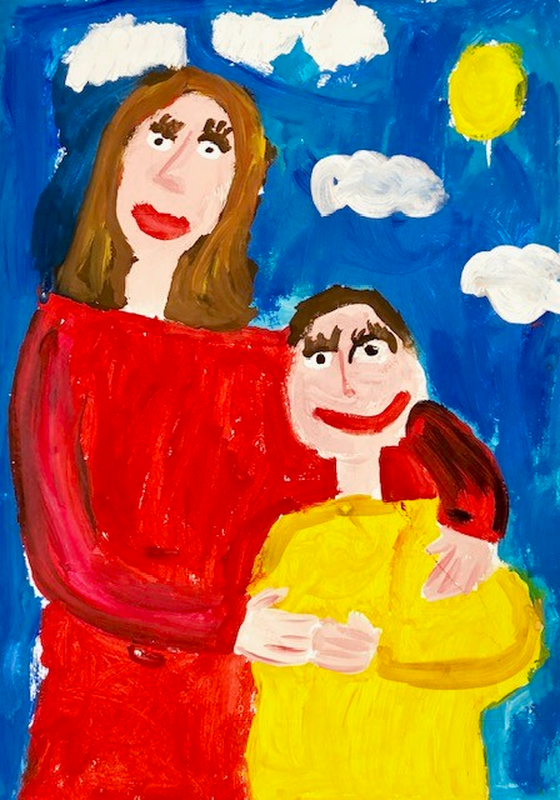 Детский рисунок - Я и мама