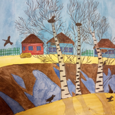 Рисунок "Деревенский пейзаж" на конкурс "Конкурс творческого рисунка “Свободная тема-2021”"