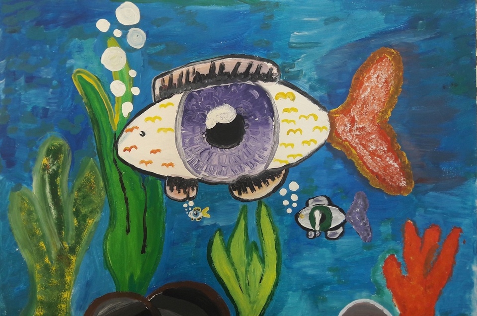 Детский рисунок - рыба глаз