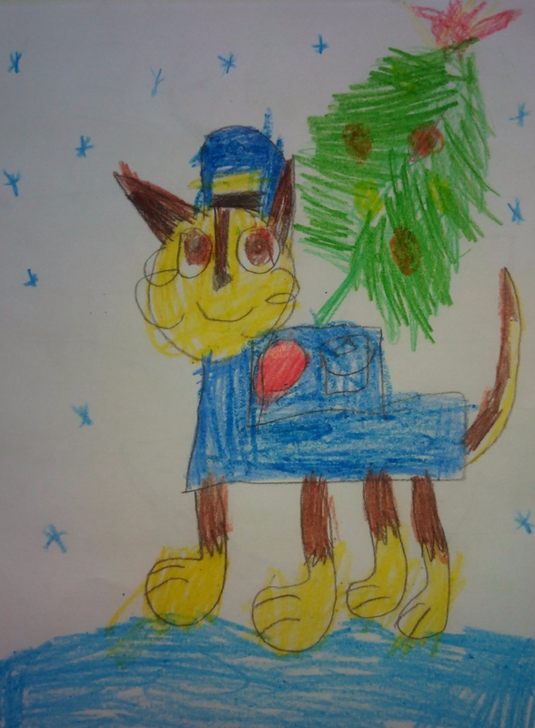 Детский рисунок - Щенячий патруль спешит на Новый год