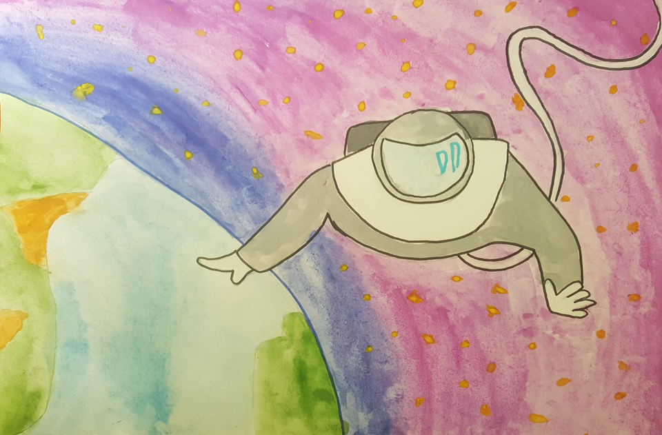 Детский рисунок - В открытом космосе