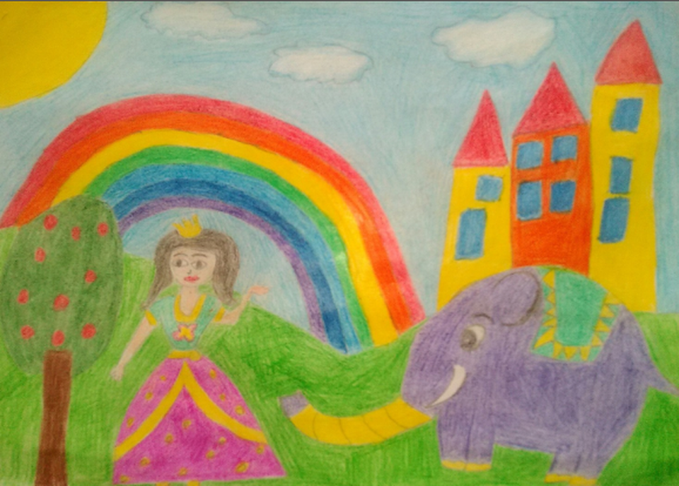 Детский рисунок - Принцесса Амита в сказочной стране
