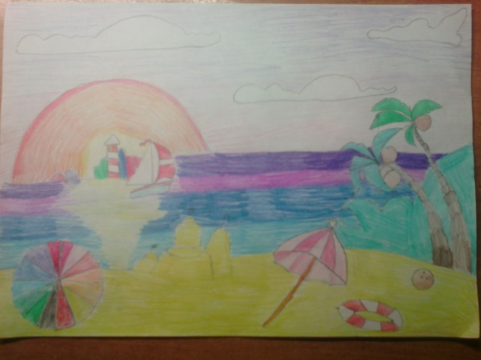 Детский рисунок - Мечта о море