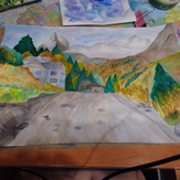 Рисунок "Осень в горах" на конкурс "Конкурс детского рисунка “Мой родной, любимый край”"
