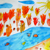 Рисунок "Осенняя река" на конкурс "Конкурс детского рисунка “Сказочная осень - 2018”"