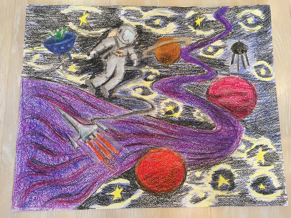 Детский рисунок - Космос для друзей